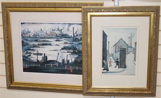 Two National Fine Arts limited edition prints after L S Lowry, Crime Lake and Viaduct Street Passage,